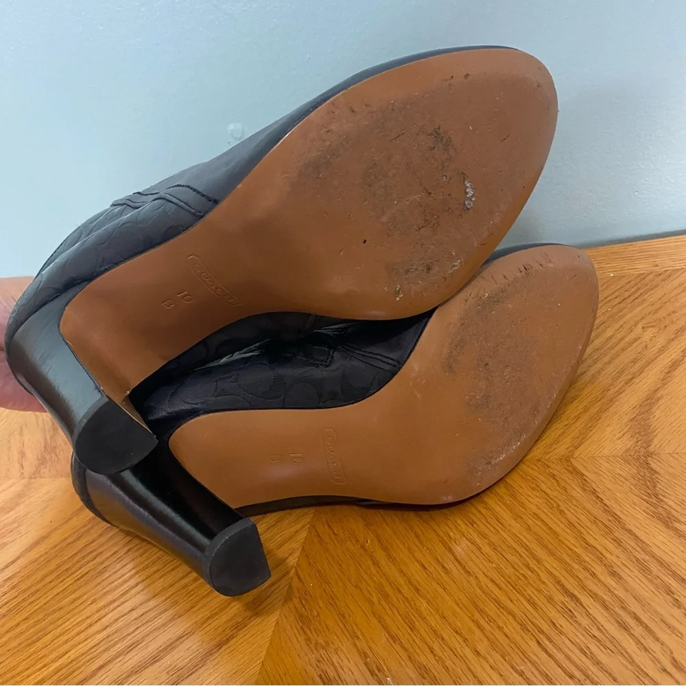 Coach‎ Hanni Leather Black Booties Heeled Sz 10 Read Description Please - Picture 9 of 15